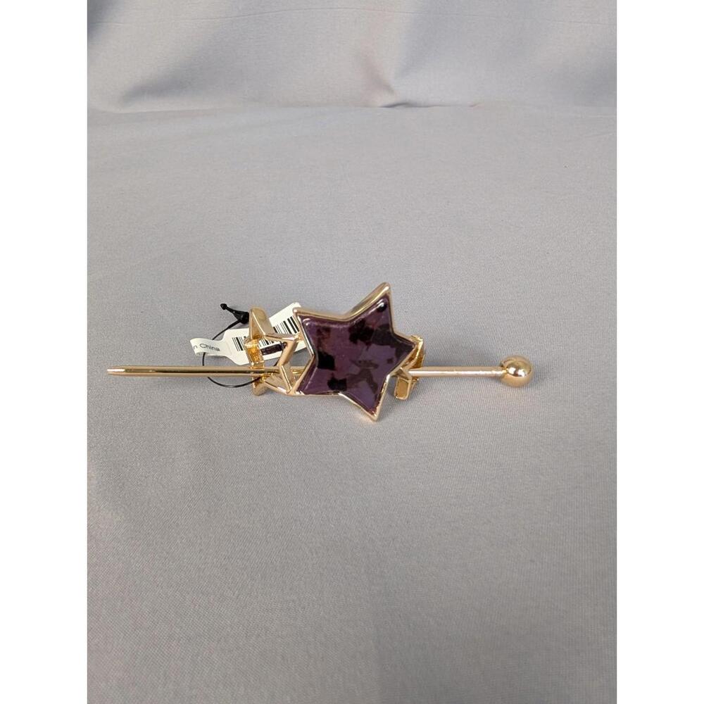 Purple & gold stars stick hair accessory - NWT hairpin